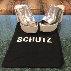 Brand New SCHUTZ Silver and White Platform,Size 41